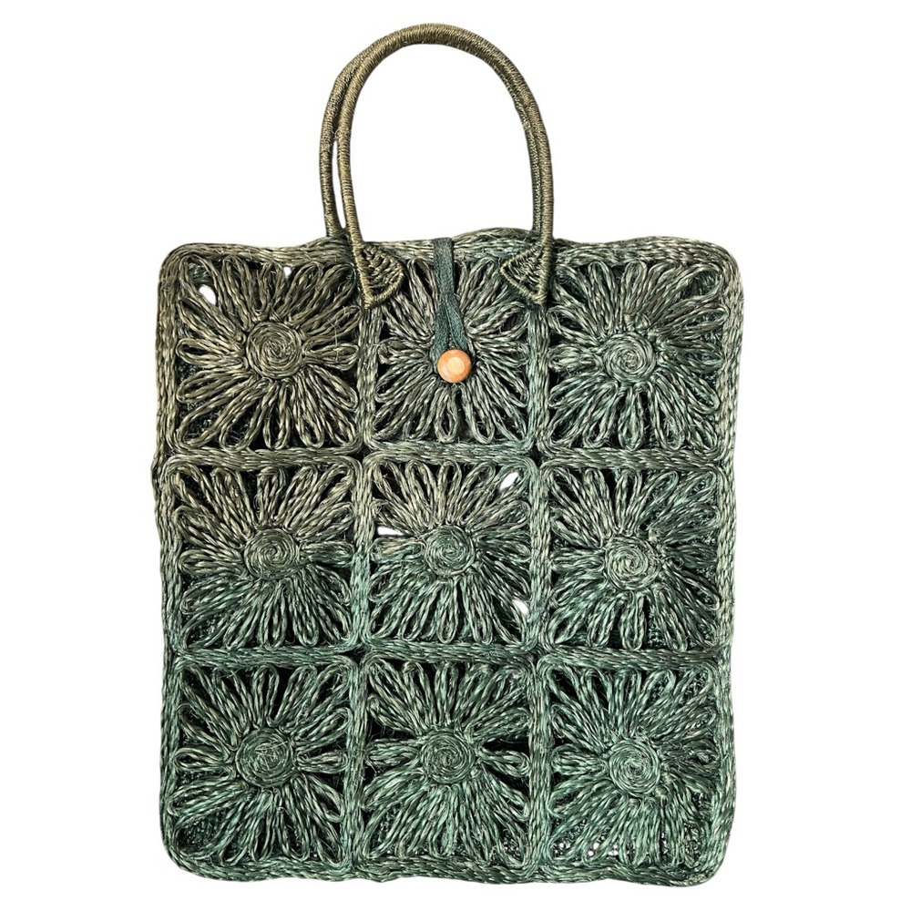 Vintage 60s Boho Large Raffia Handbag Tote